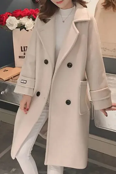 Faux Woolen Double Face Lapel Coat