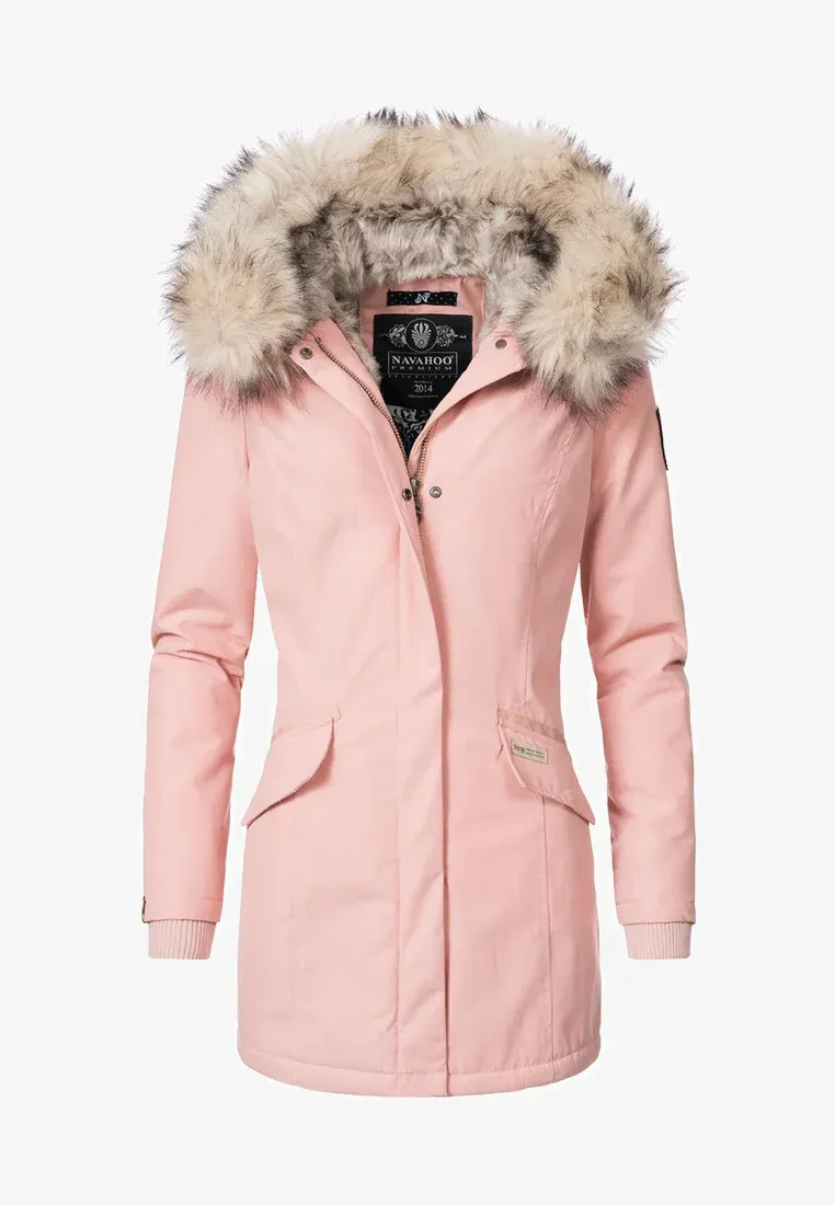 Plain  parka  coat black