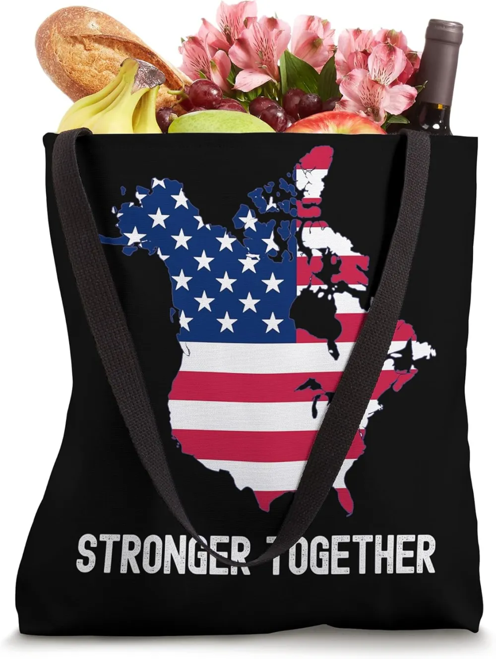 Trump Canada USA 51st State Map American Flag Tote Bag