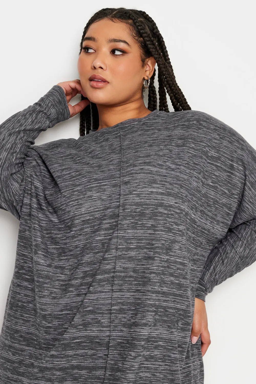 YOURS Curve Charcoal Grey Soft Touch Front Seam Jumper