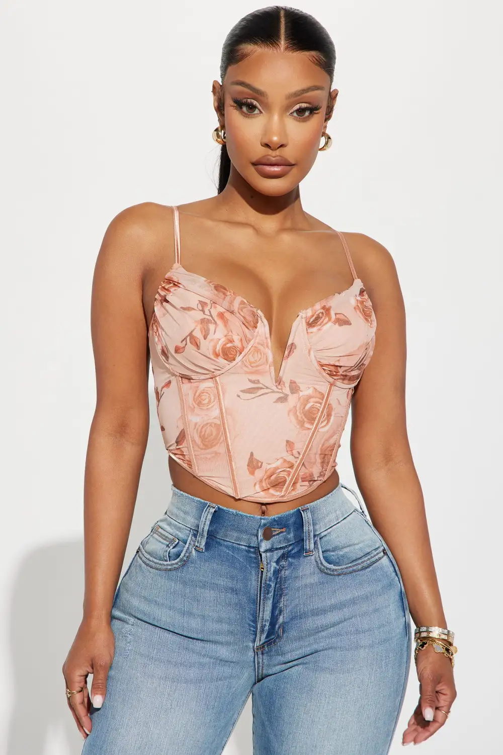 Show Me Love Corset Top - Peach/combo