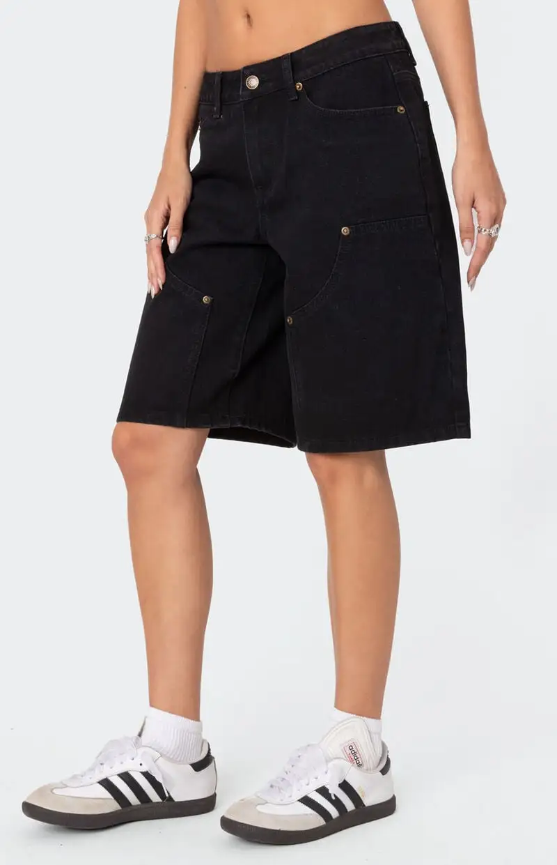 Edikted Jacqui Low Rise Denim Bermuda Shorts