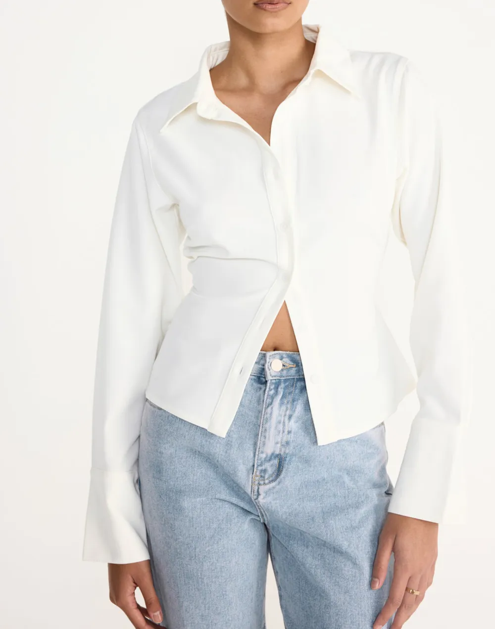 Adjustable Tie Cropped Shirt Top