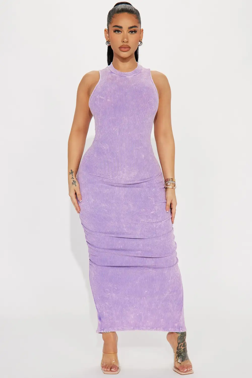 Amiah Mineral Wash Maxi Dress - Lilac