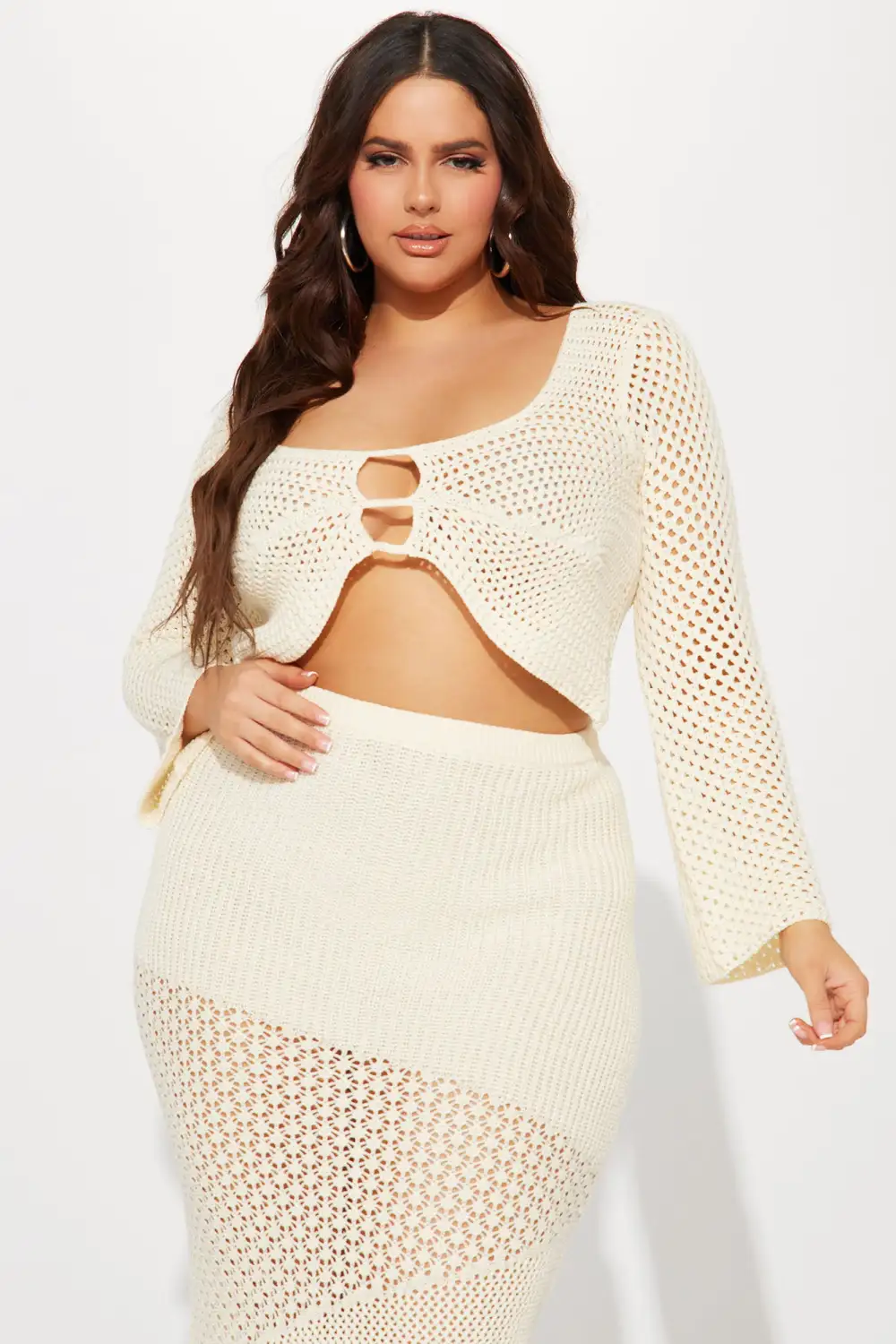 Malibu Babe Crochet Skirt Set - Cream