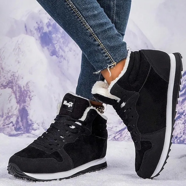 Women's Sneakers Boots Snow Boots Plus Size Comfort Shoes Outdoor Work Daily Flat Heel Round Toe Fashion Sporty Classic Running Walking Faux Suede Lace-up Solid Color
