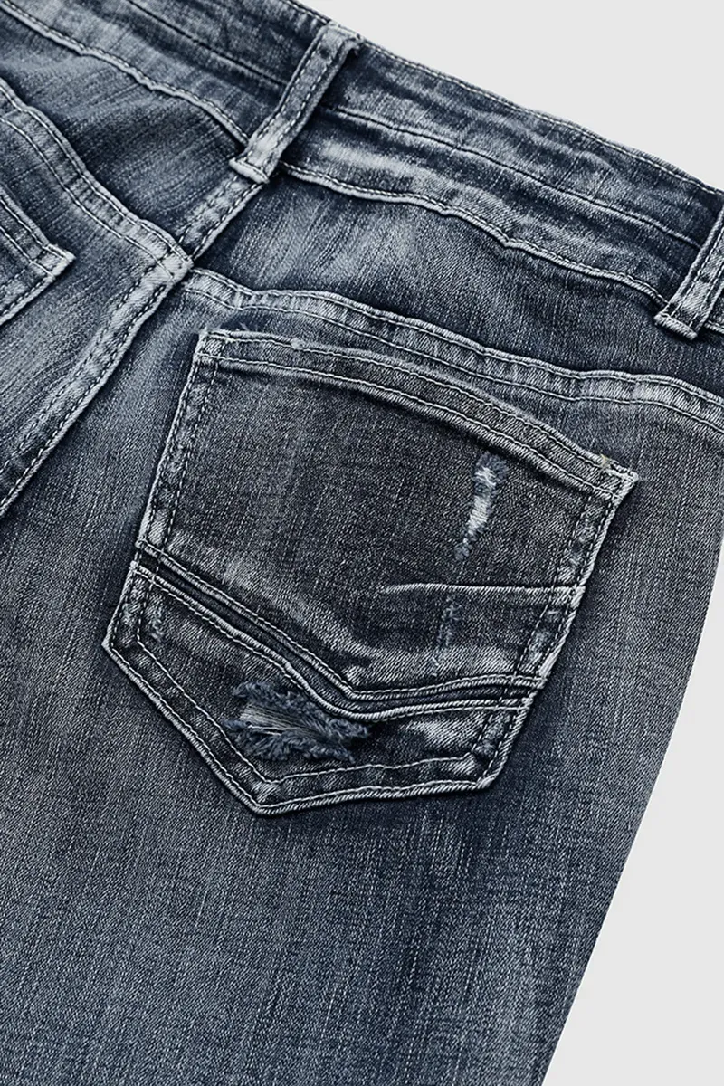 Mid Waist Double Button Skinny Jeans