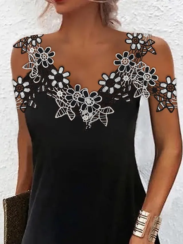 Women's Casual Dress Summer Dress Plain Dress Plain Lace Strap Mini Dress Fashion Modern Outdoor Street Sleeveless Regular Fit Black White Red Summer Spring S M L XL XXL