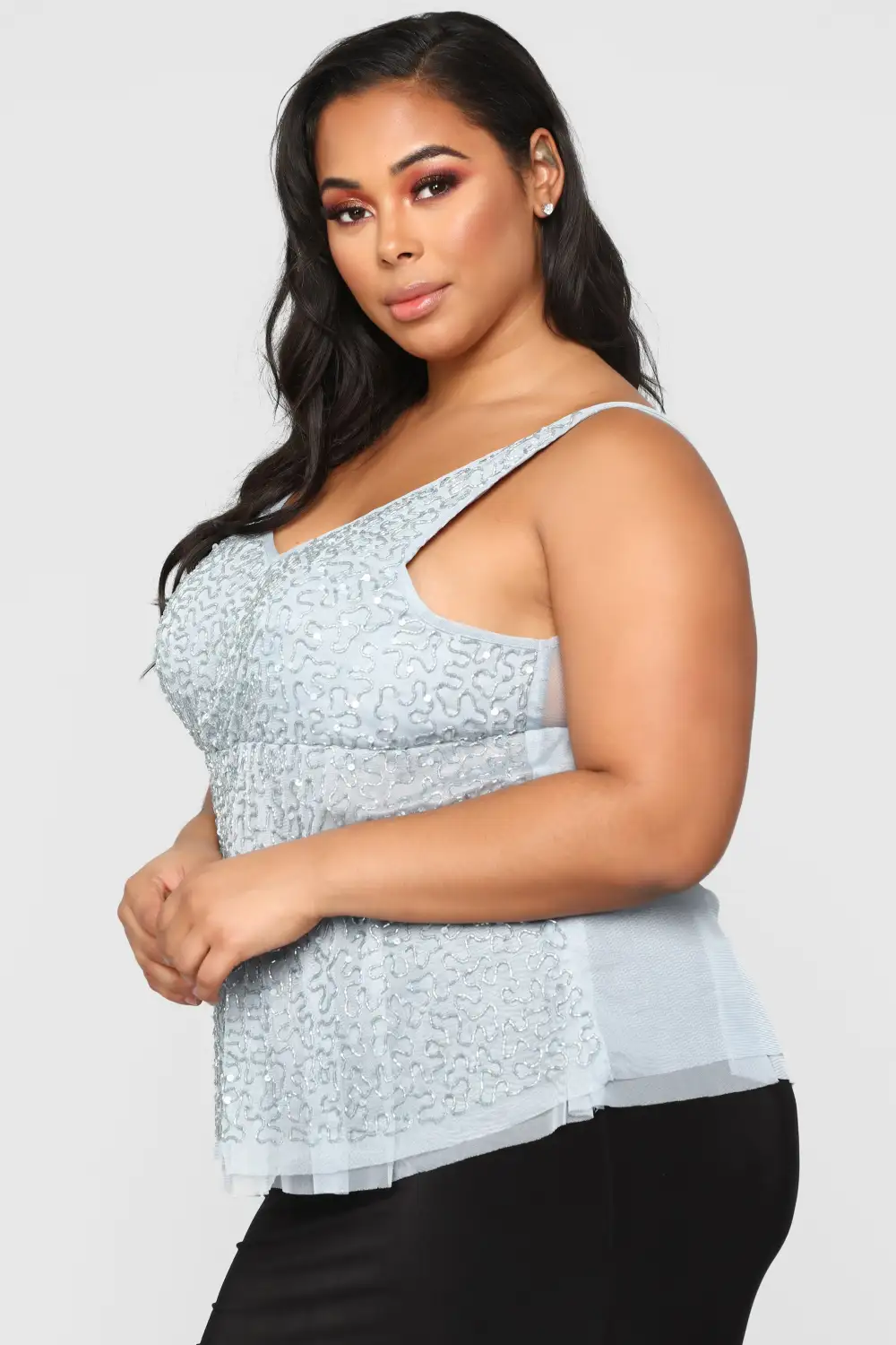 Stay Out Late Peplum Top - Slate Blue