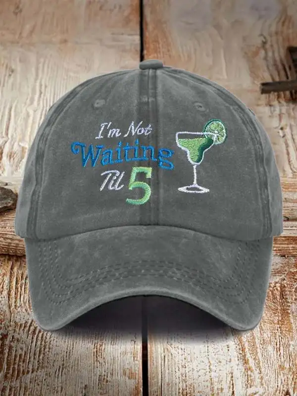 Retro I'm Not Waiting Til 5 Margarita Print Baseball Cap