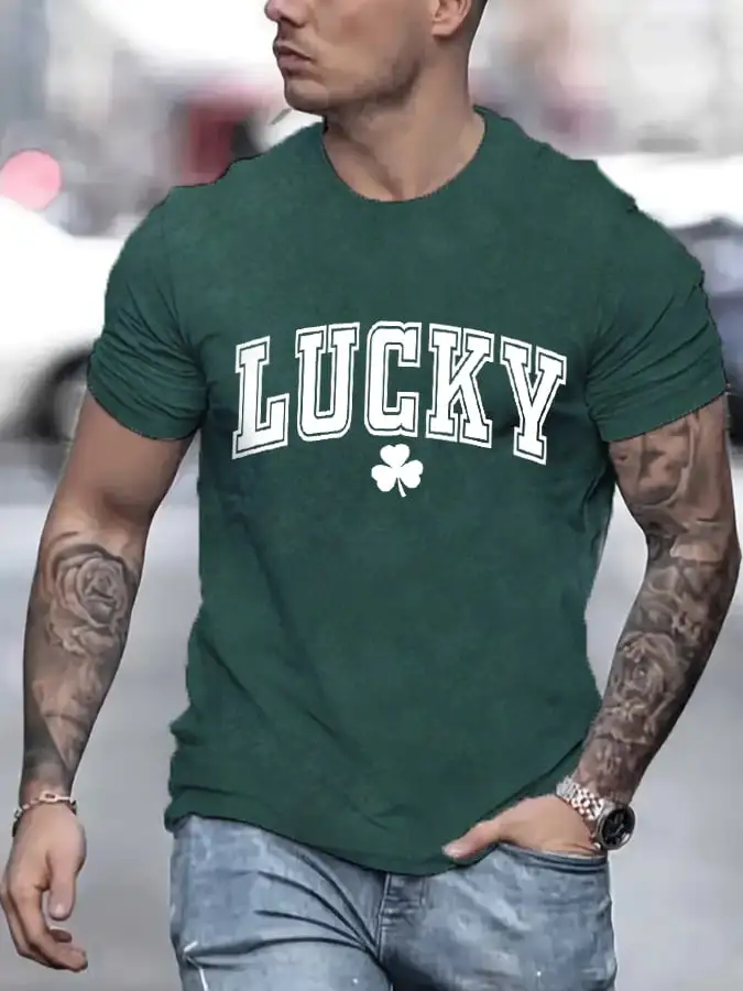 Men's St. Patrick's Day Lucky Shamrock Casual Tee