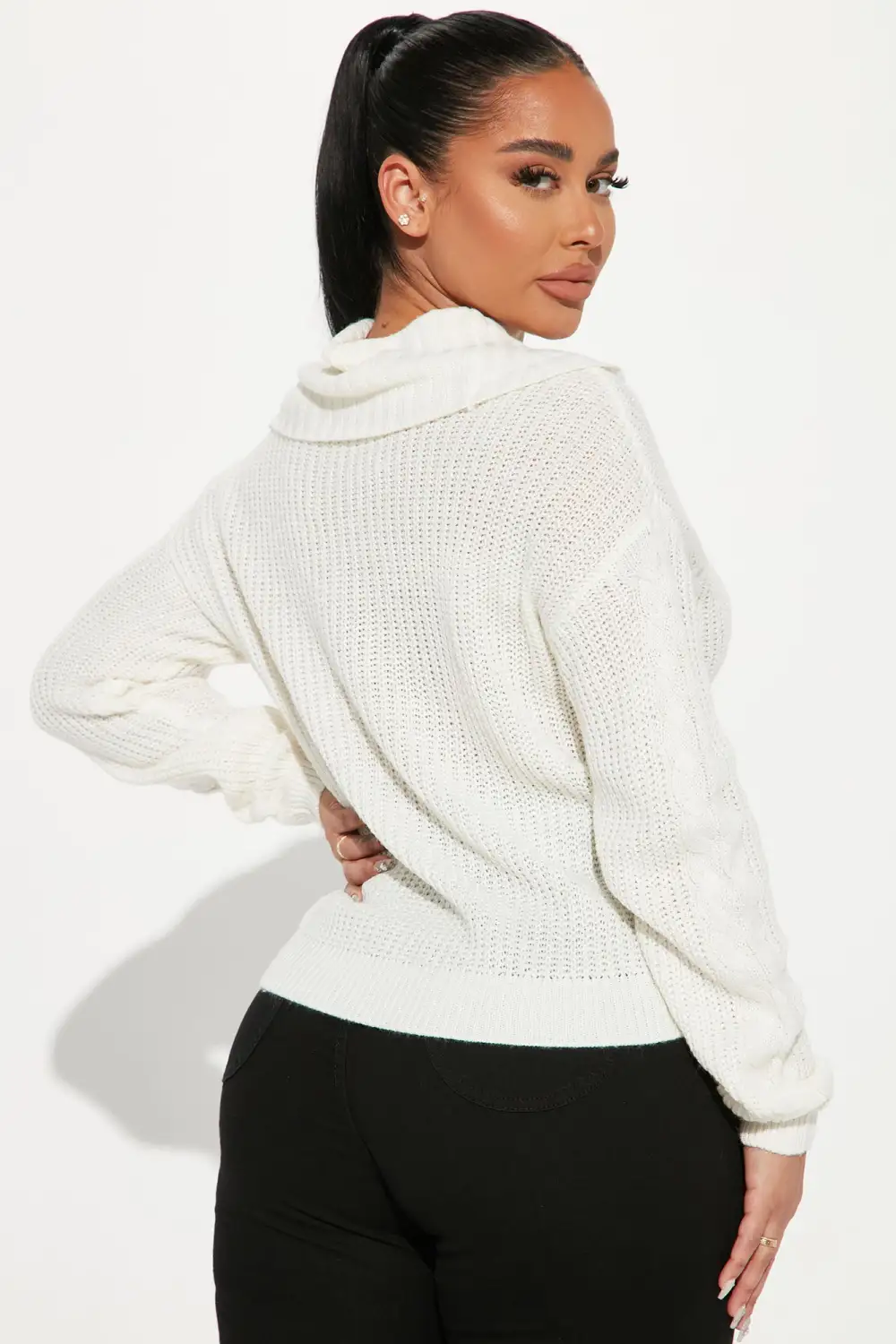 Keep On Guessin' Cowl Neck Sweater - Ivory
