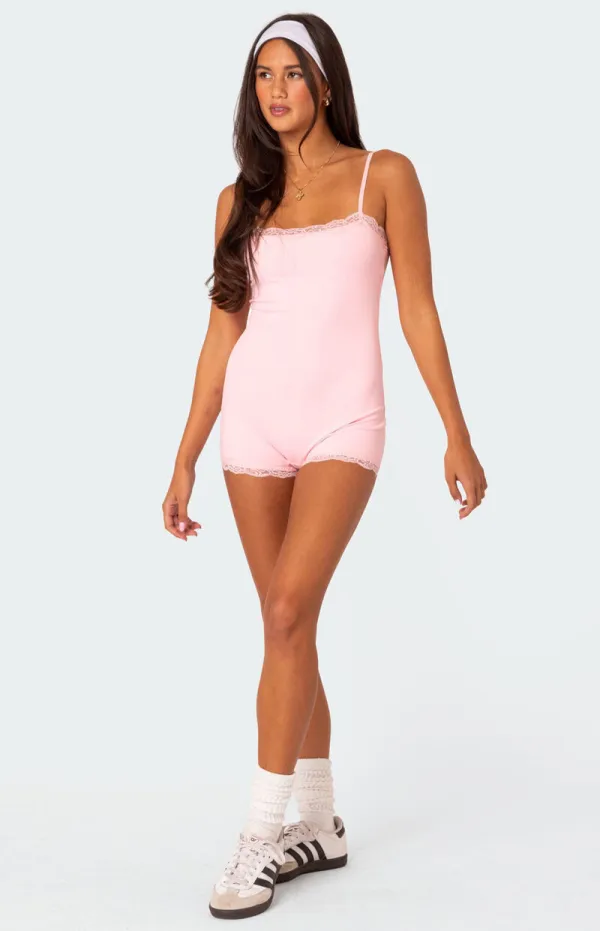 Edikted Mandi Lace Trim Romper