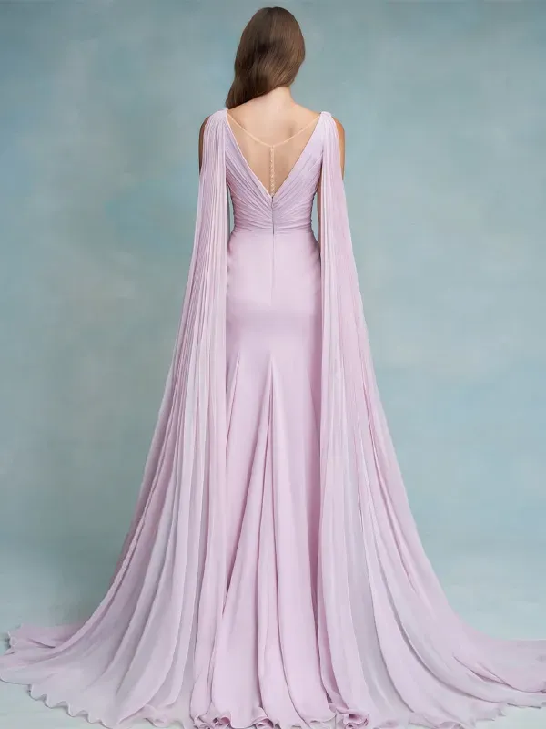 V-neck Solid Color Maxi Dress