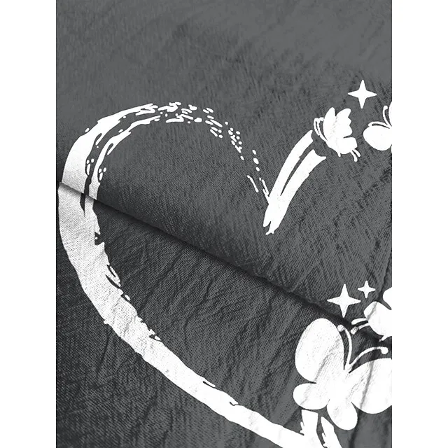 Women's T shirt Tee Cotton 100% Cotton Butterfly Heart pea green Black White Basic Print Short Sleeve Home Daily Date Basic Round Neck Regular Fit T-shirt Sleeve Summer