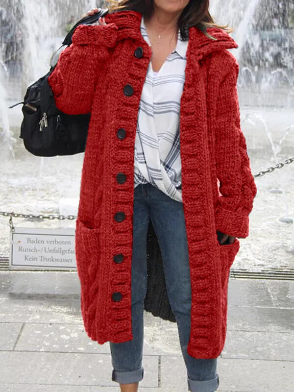 Cotton V Neck Long Sleeve Sweater Coat