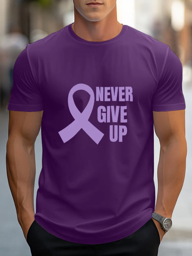 Men'S Round-Neck Short-Sleeved T-Shirt Never Give Up Prints