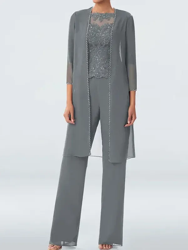 Lace sequin temperament wedding ladies chiffon sets