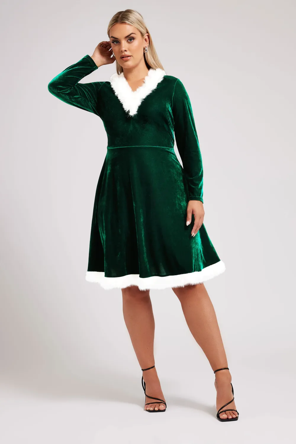 YOURS LONDON Curve Red Velvet Santa Dress