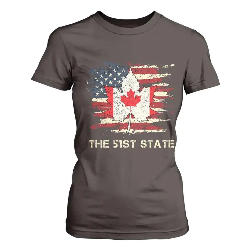 Canada The 51st State T Shirt For Women Canadian Maple American Flag TS09