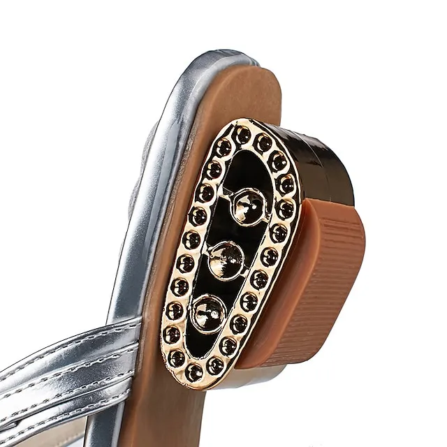 Women's Sandals Orthopedic Sandals Bunion Sandals Plus Size Sparkly Sandals Party Daily Summer Rhinestone Low Heel Chunky Heel Open Toe Elegant Sexy Sweet PU Leather Loafer Solid Colored Silver Gold