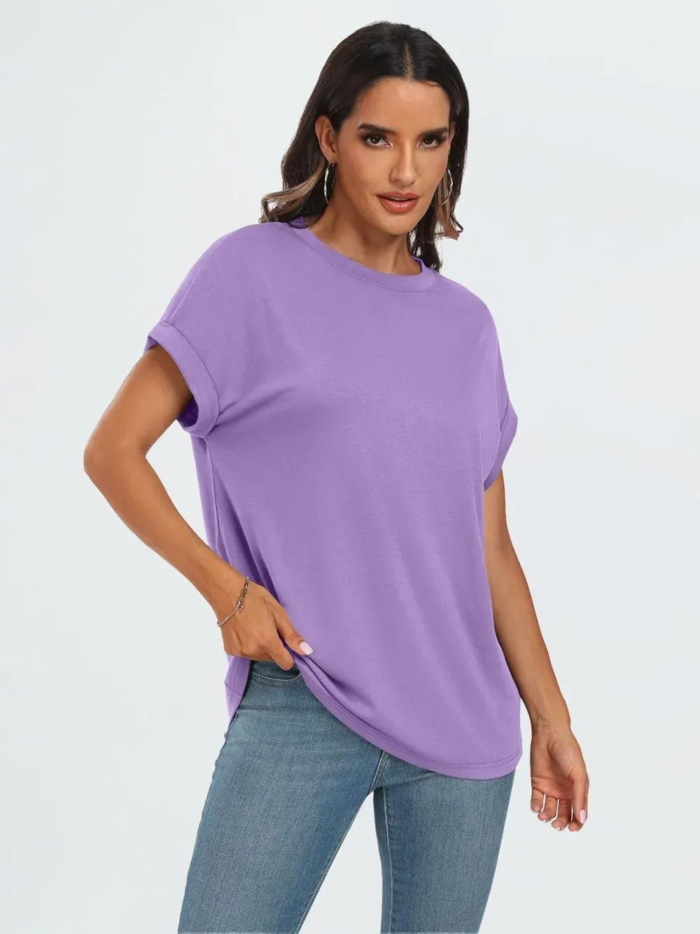 AUTOMET Women Tops Casual Basic T Shirts Loose Fit Crewneck Short Sleeve Summer Outfits