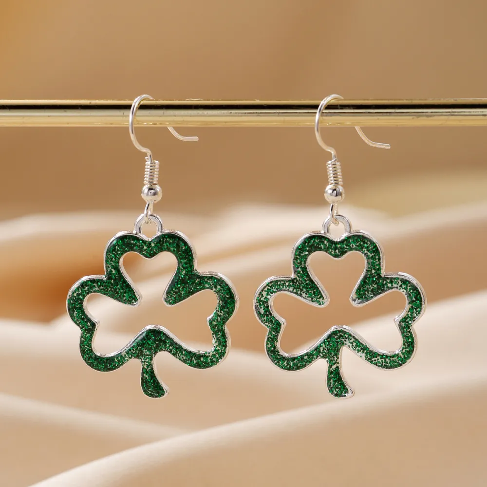 St. Patrick's Day Hollow Green Earrings For Women