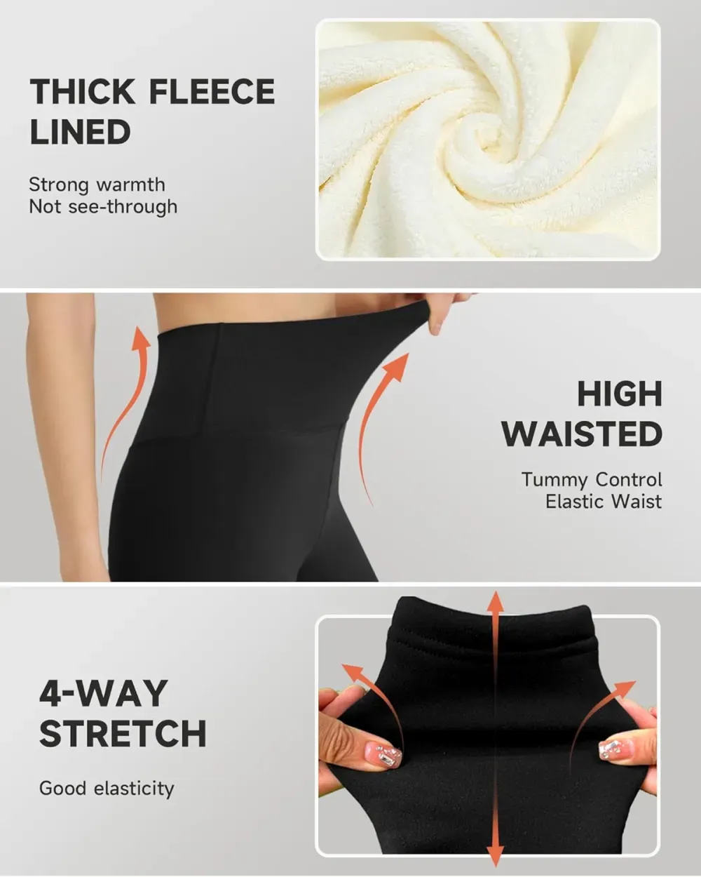 Fleece Lined Leggings for Women – Thick Winter Warm Thermal High Waisted Tummy Control Workout Yoga Pants