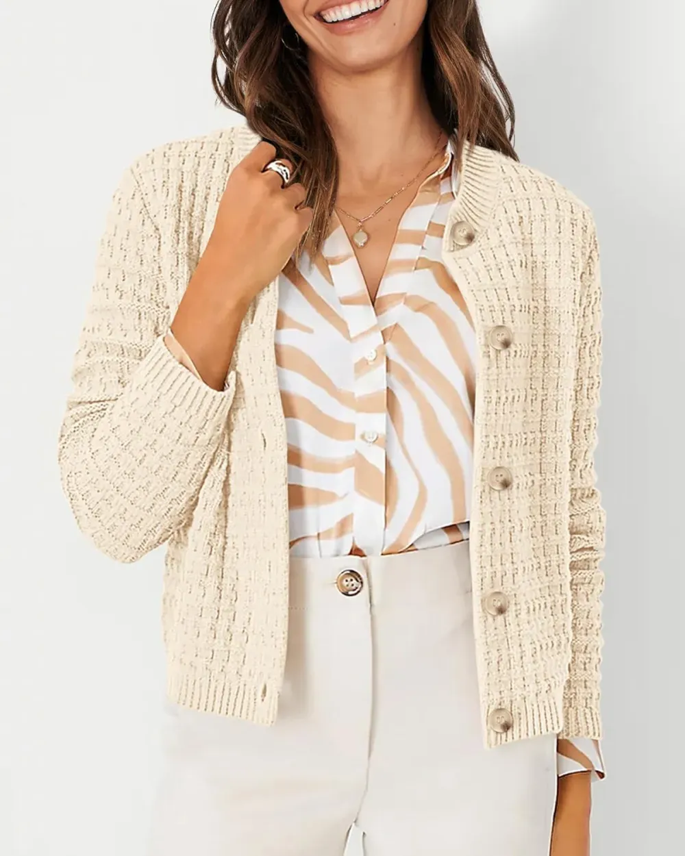 Women's Knit Cardigan Sweaters Casual Long Sleeve Open Front Button Down Trendy Jackets Outerwear