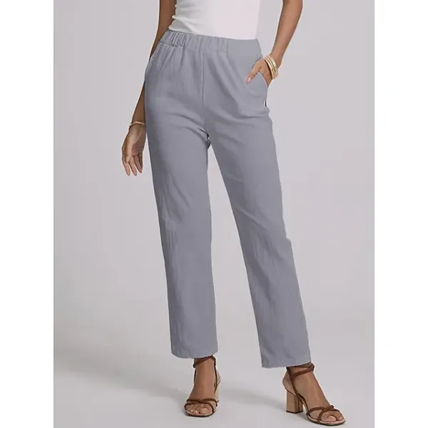 Women's Plus Size Loungewear Pants Simple Casual Comfort Pure Color Home Street Long Pant Blue Green Khaki Gray Summer Spring