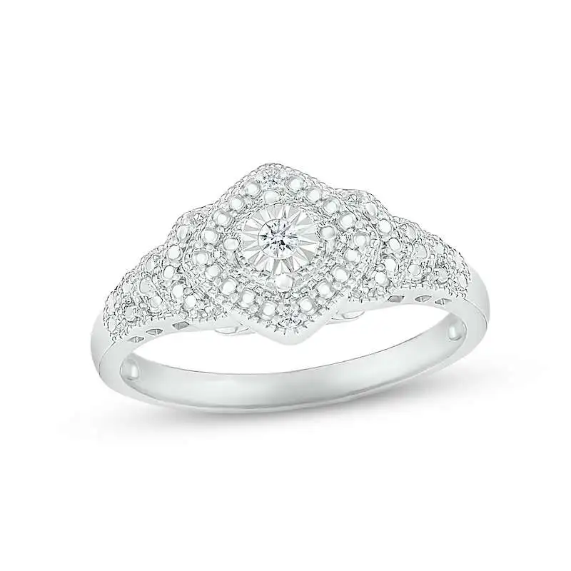 Diamond Promise Ring Sterling Silver