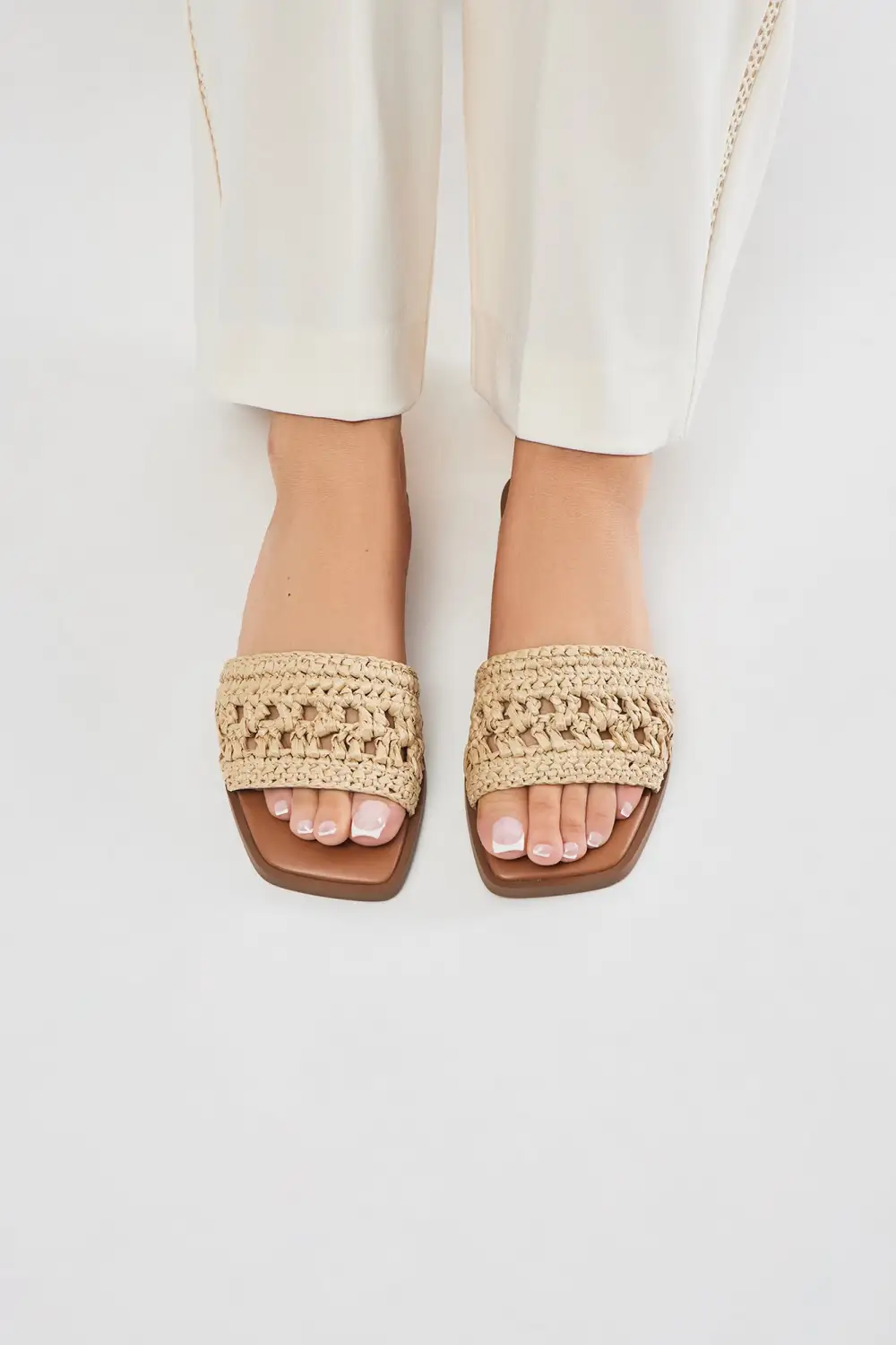 Follow Me There Crochet Flat Sandals - Beige