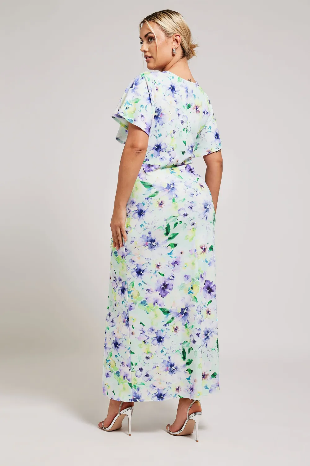 YOURS LONDON Curve Green Floral Print Gathered Dress