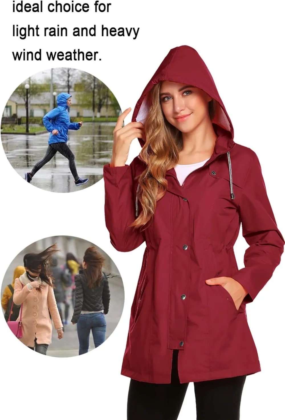 Womens Lightweight Hooded Waterproof Active Outdoor Rain Jacket S-XXL