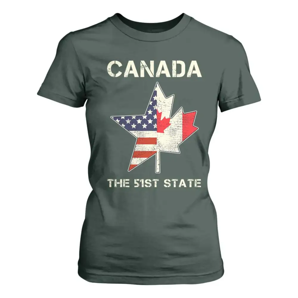 Canada The 51st State T Shirt For Women Maple Canadian American Flag TS09