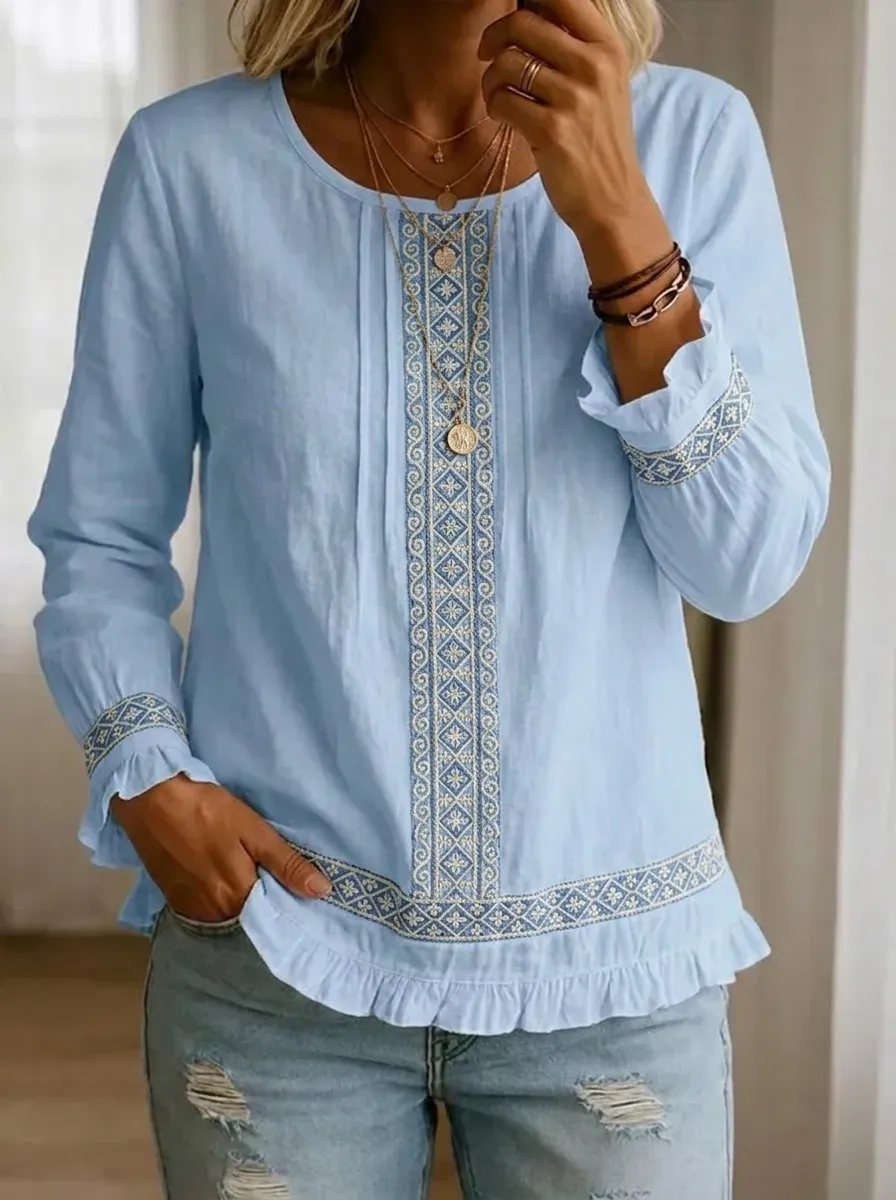 Women's Nashville Country Style Geometric Pattern Printed Top