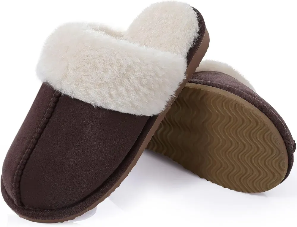 Women's Fuzzy Memory Foam Slippers Fluffy Winter House Shoes Indoor and Outdoor