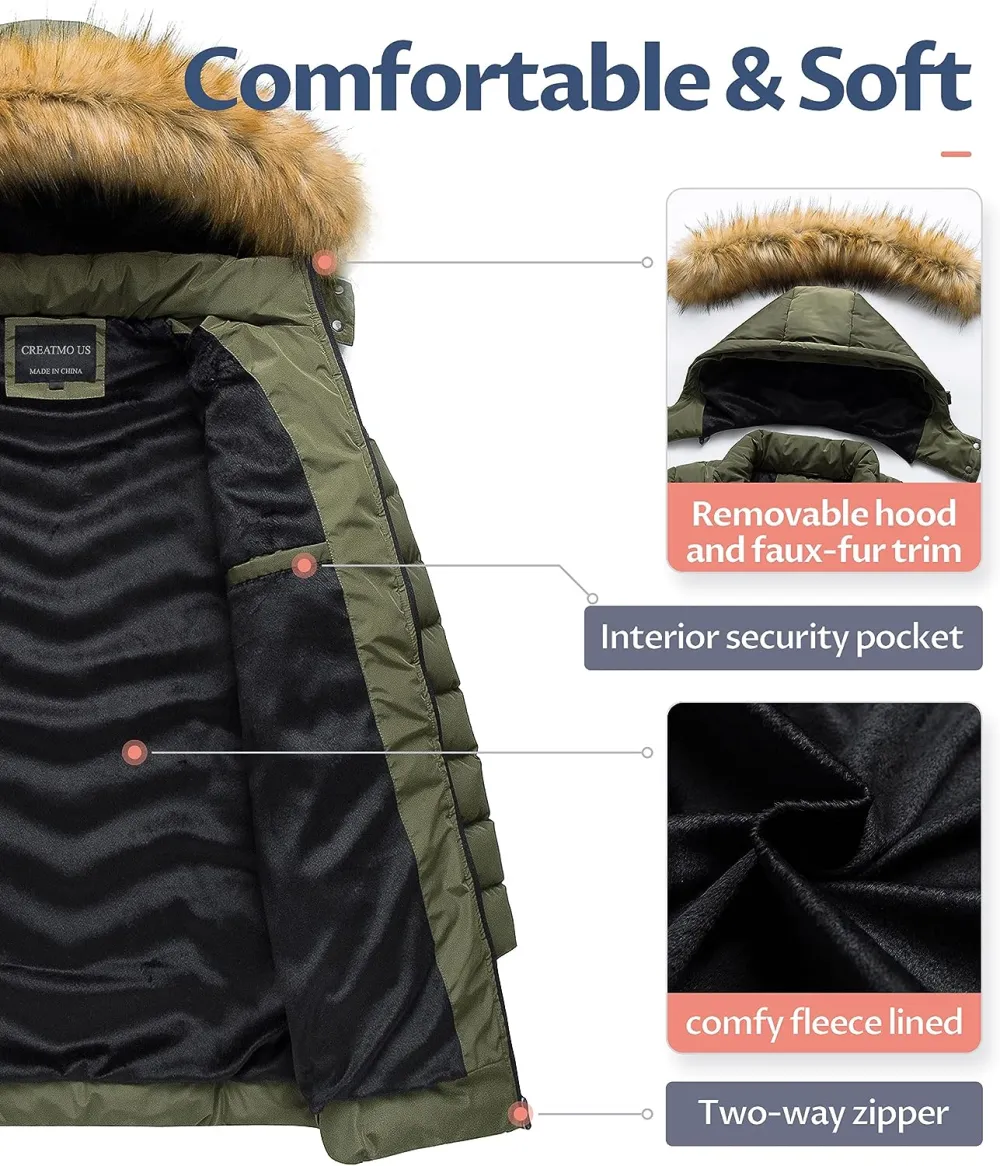 US Women's Winter Hooded Coat Waterproof Warm Long Puffer Jacket Parka