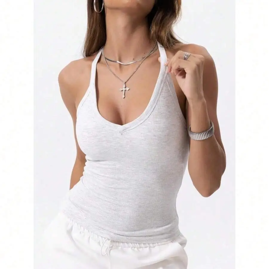 V Neck Racer Back Tank Top