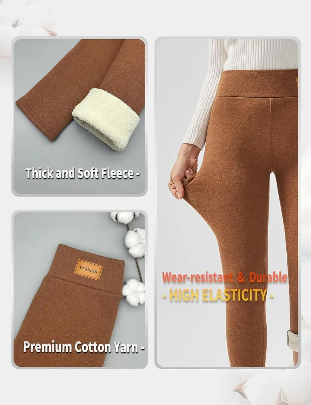 Women Winter Warm Thick Leggings Fleece Lined Stretchy Soft Thermal Sherpa Pants High Waist Tights