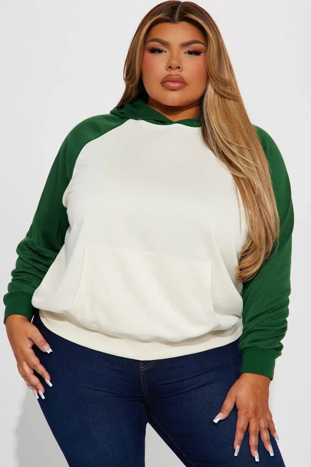 Eliana Colorblock Lounge Hoodie - Green/combo