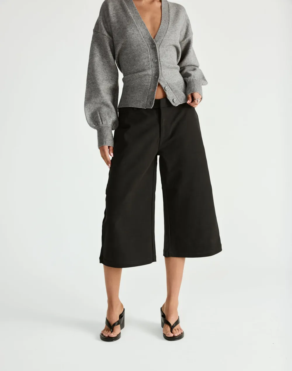 Cropped Cropped Suede Wide-Leg Pants