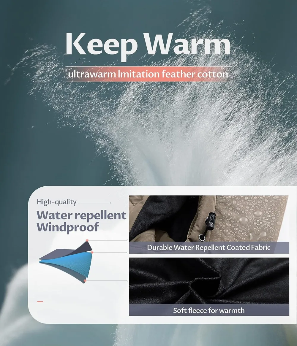 US Women's Winter Hooded Coat Waterproof Warm Long Puffer Jacket Parka