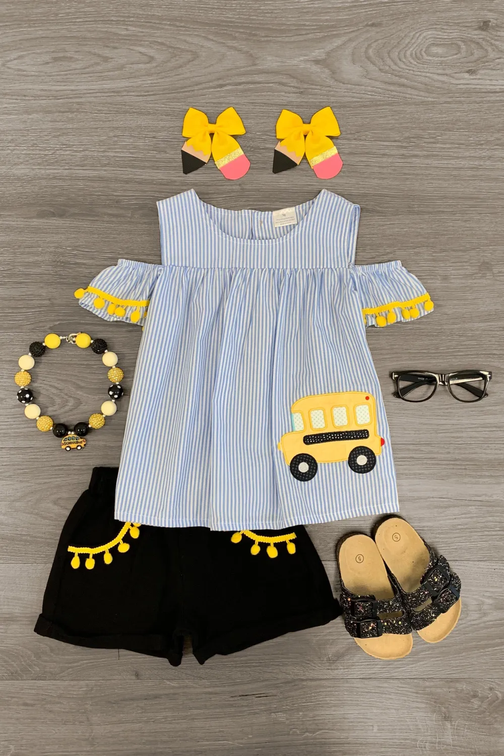 Striped School Bus Short Set