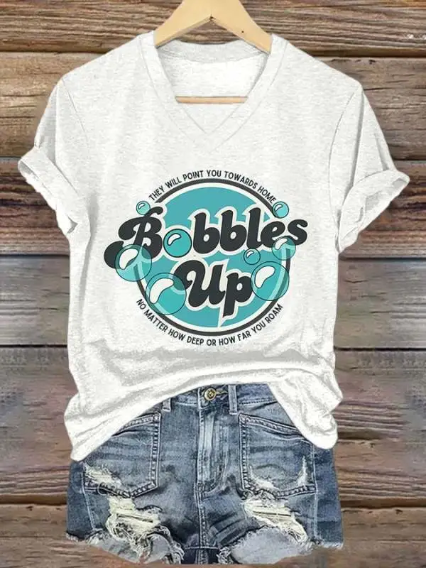 V-Neck Retro They Will Point You Towards Home No Matter How Deep Or How Far You Roam Print T-Shirt