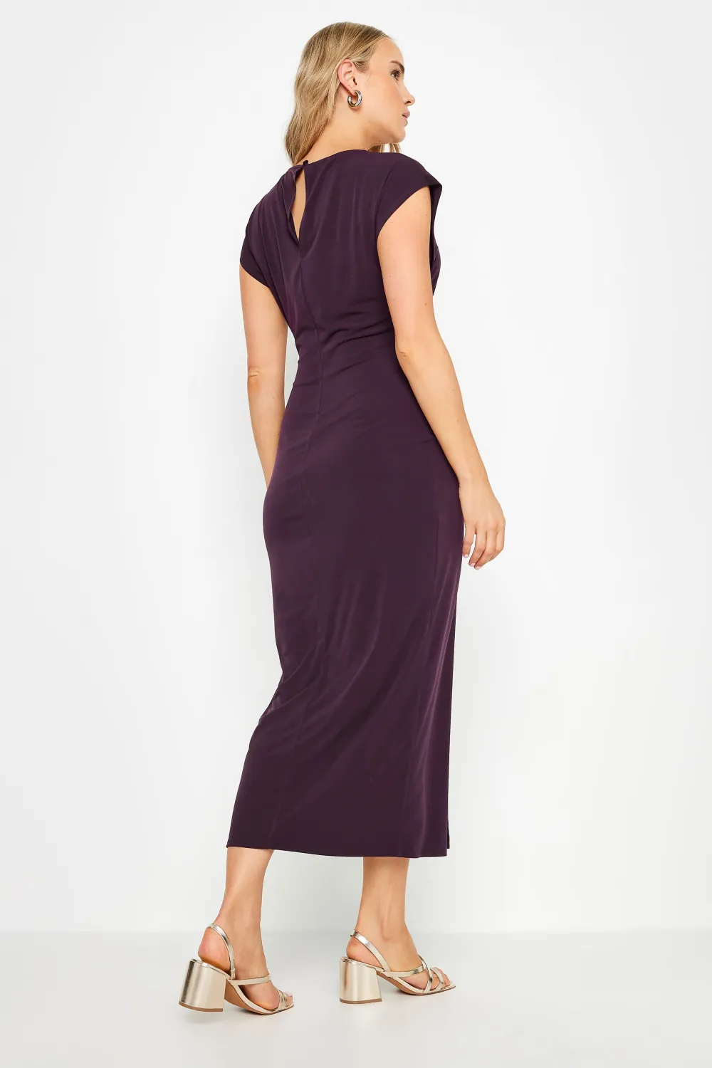 LTS Tall Purple Draped Buckle Detail Midaxi Dress