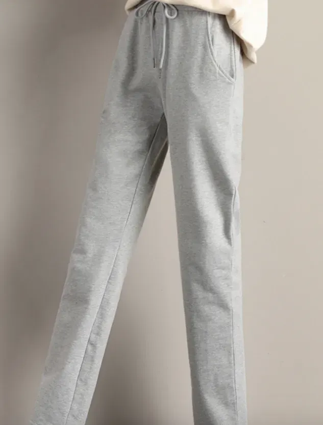 Casual Plain Pockets Lace-Up Sweatpants & Joggers