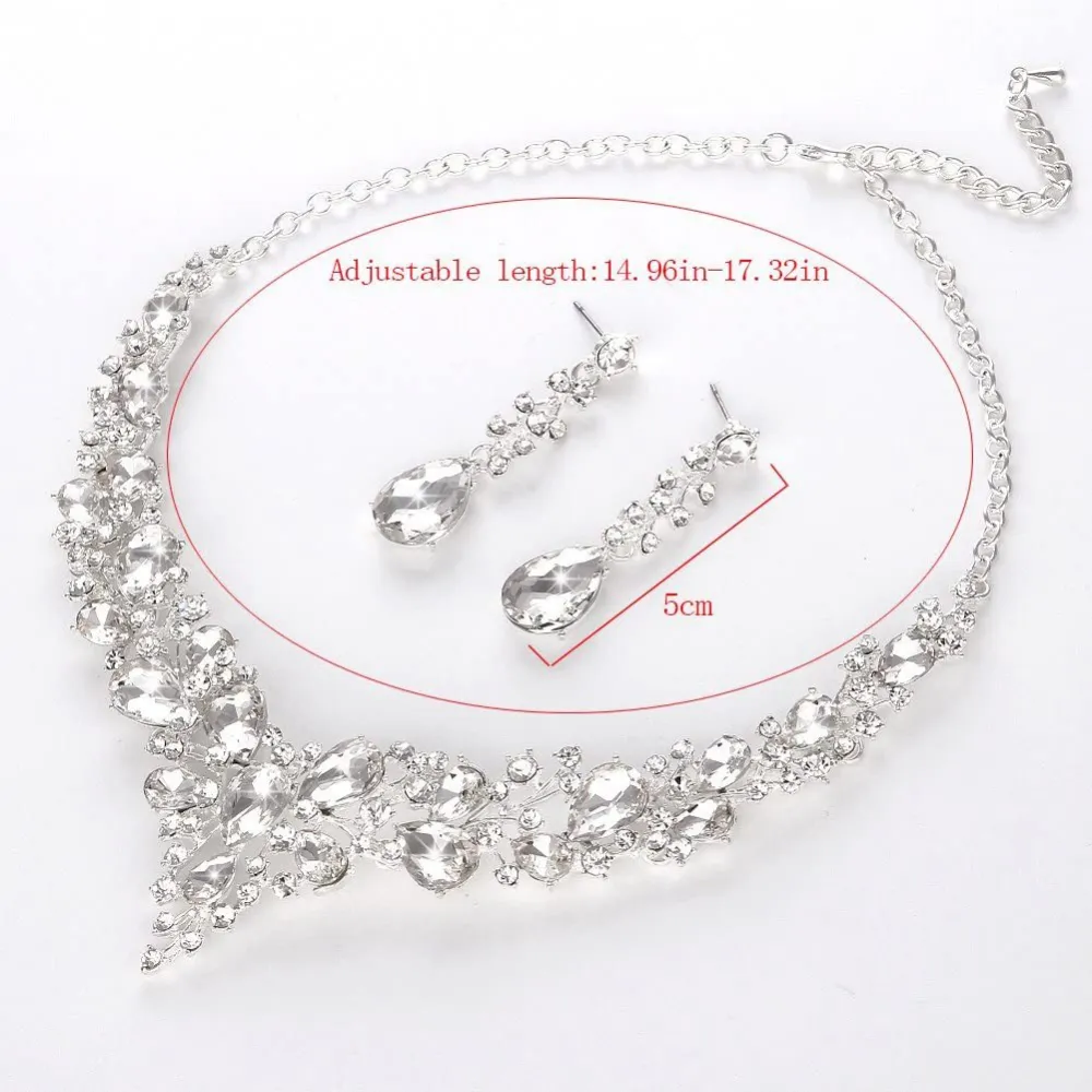 Rhinestone Crystal Necklace and Earrings Set