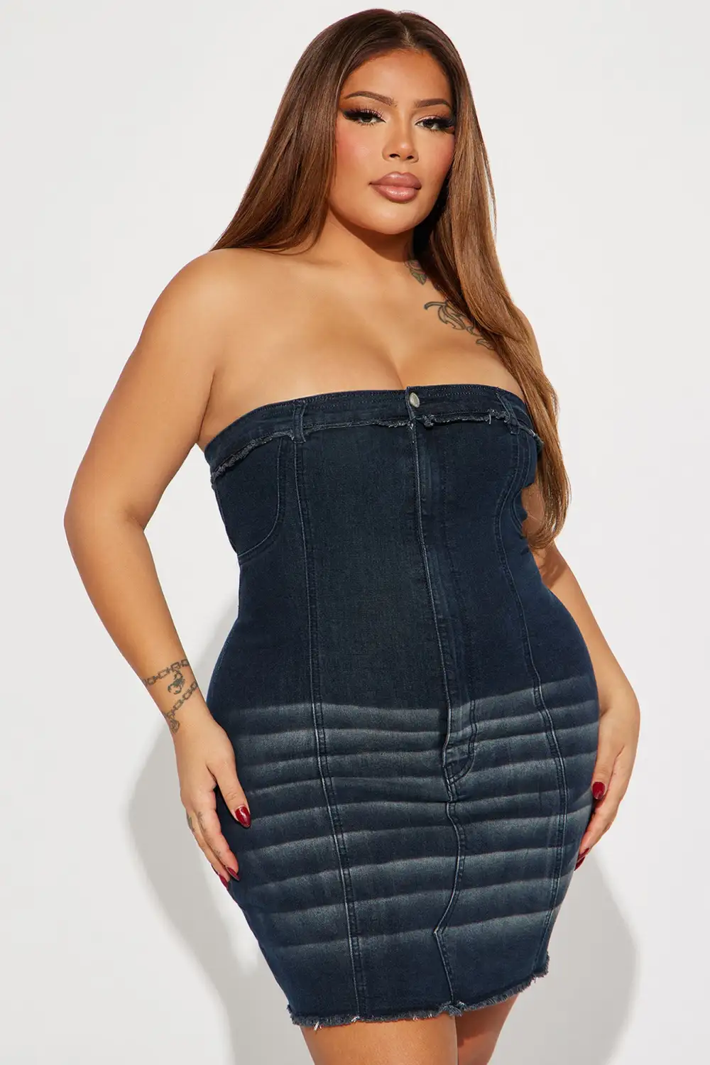 Peyton Denim Micro Mini Dress - Blue