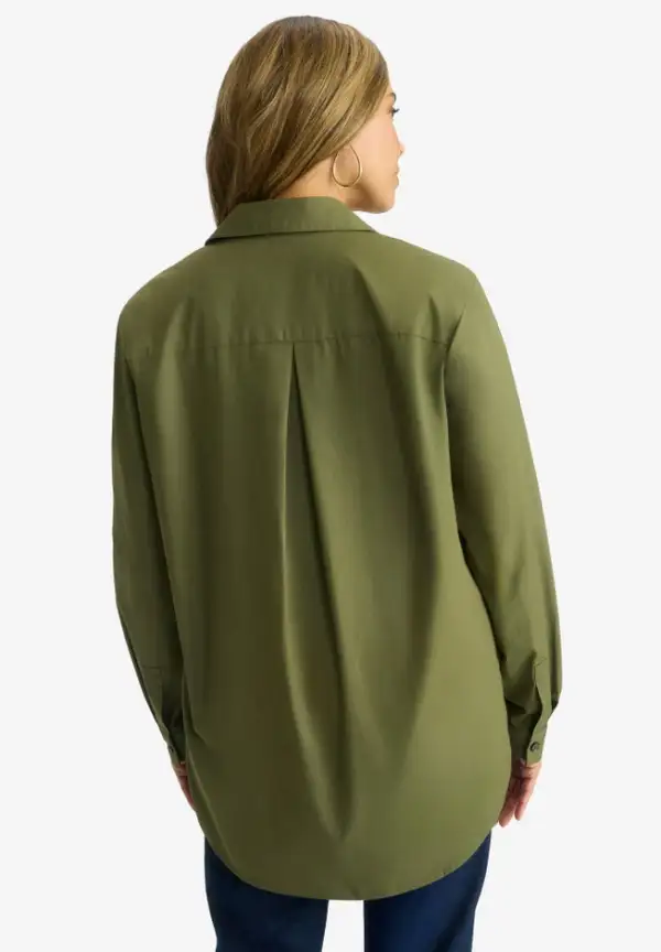 Wrinkle-Free Stretch Cotton Oversized Shirt